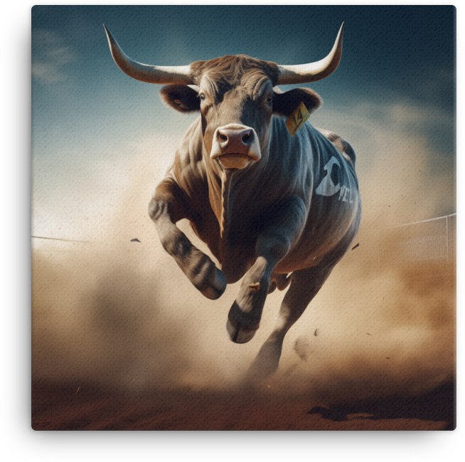 Charging Bull Dust Storm Canvas Wall Art