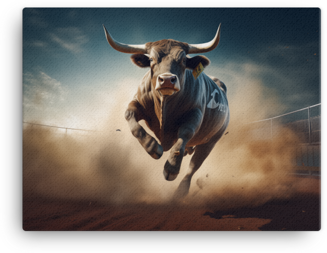 Charging Bull Dust Storm Canvas Wall Art