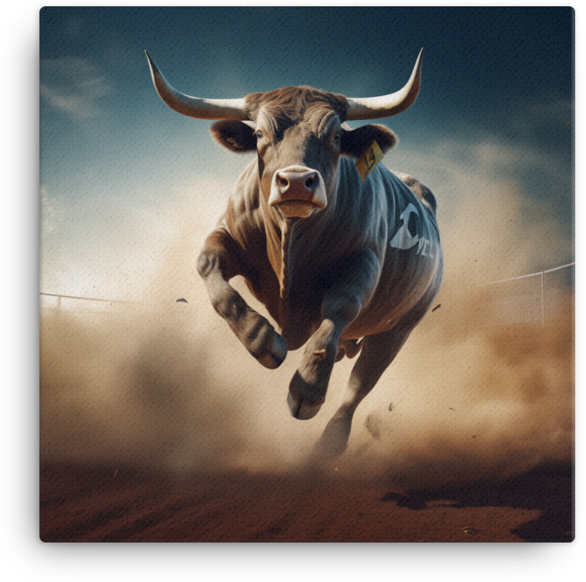 Charging Bull Dust Storm Canvas Wall Art