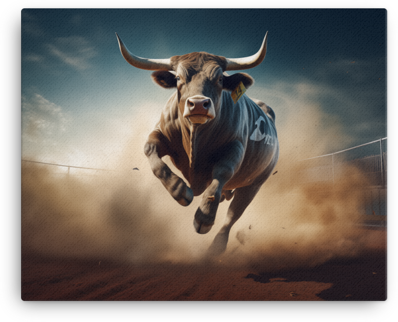 Charging Bull Dust Storm Canvas Wall Art
