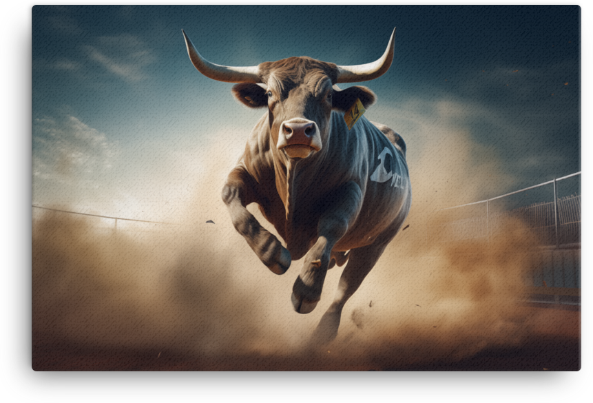 Charging Bull Dust Storm Canvas Wall Art