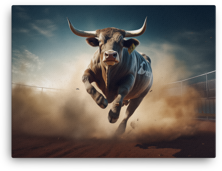 Charging Bull Dust Storm Canvas Wall Art