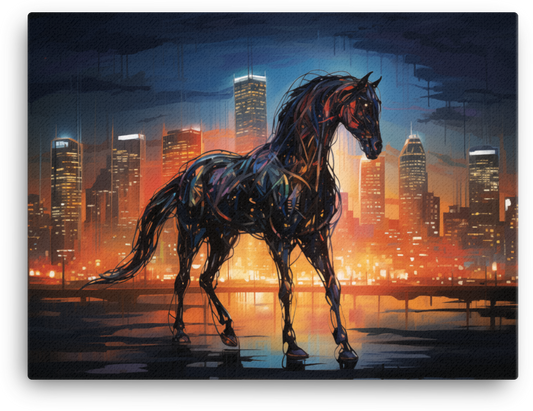City Lights Stallion Canvas Wall Art
