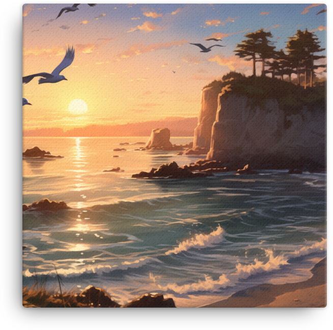 Coastal Cliffs at Golden Hour Canvas wall art