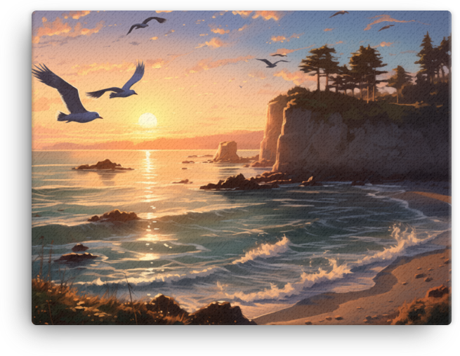 Coastal Cliffs at Golden Hour Canvas wall art
