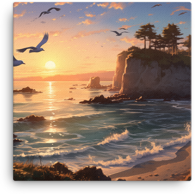 Coastal Cliffs at Golden Hour Canvas wall art