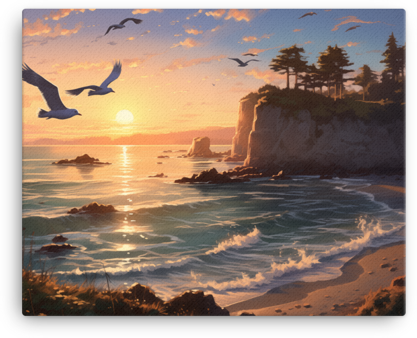 Coastal Cliffs at Golden Hour Canvas wall art