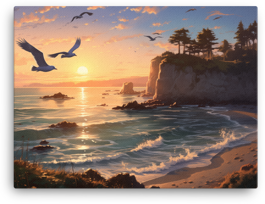 Coastal Cliffs at Golden Hour Canvas wall art