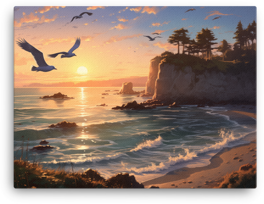 Coastal Cliffs at Golden Hour Canvas wall art