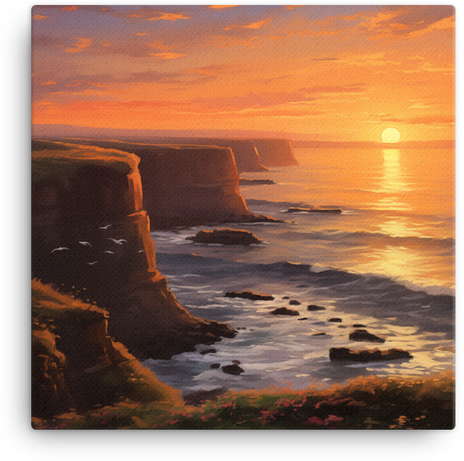 Coastal Cliffs at Sunset Canvas wall art