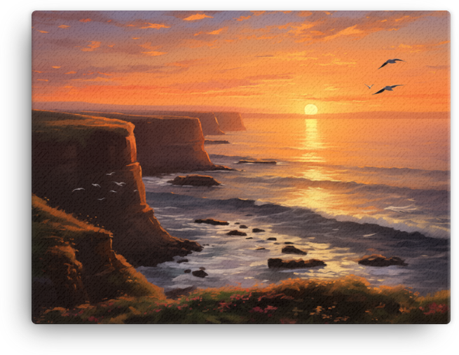 Coastal Cliffs at Sunset Canvas wall art