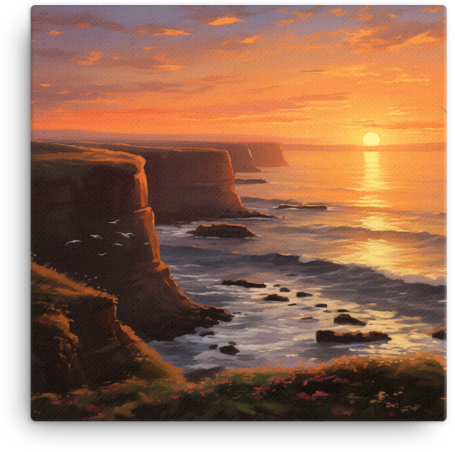 Coastal Cliffs at Sunset Canvas wall art
