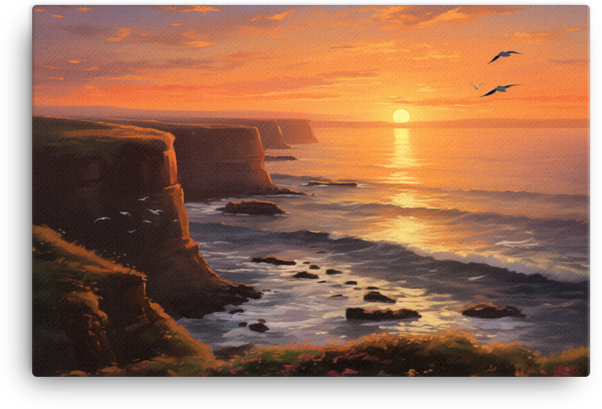 Coastal Cliffs at Sunset Canvas wall art