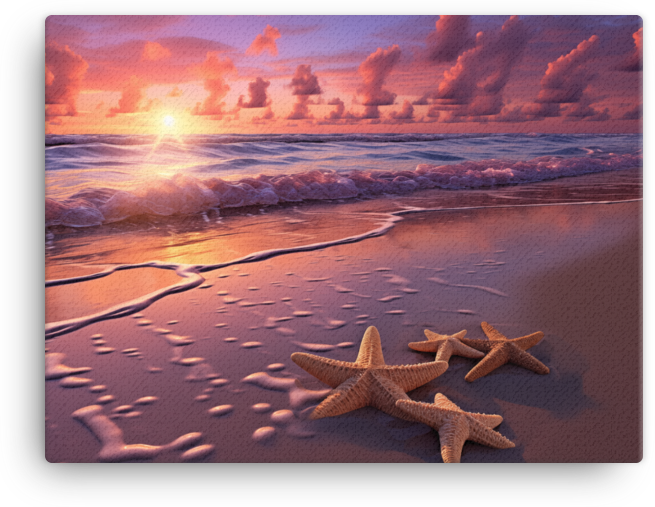 Coastal Dawn with Starfish Canvas wall art
