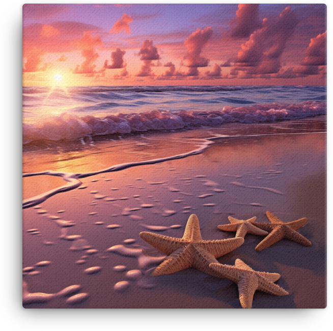 Coastal Dawn with Starfish Canvas wall art