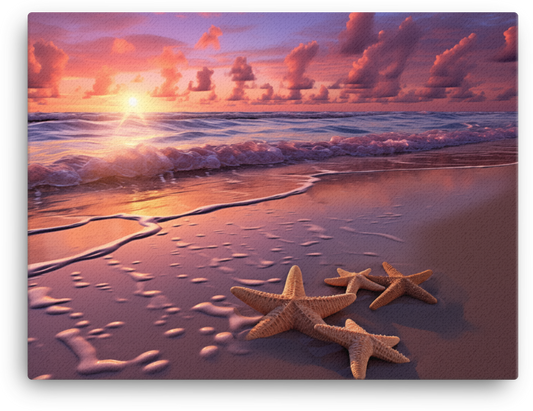 Coastal Dawn with Starfish Canvas wall art