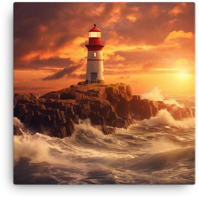 Coastal Lighthouse at Sunset Canvas wall art
