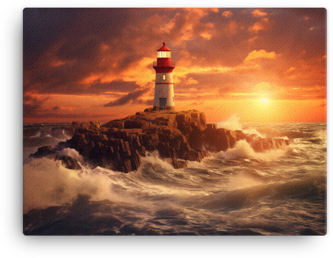 Coastal Lighthouse at Sunset Canvas wall art