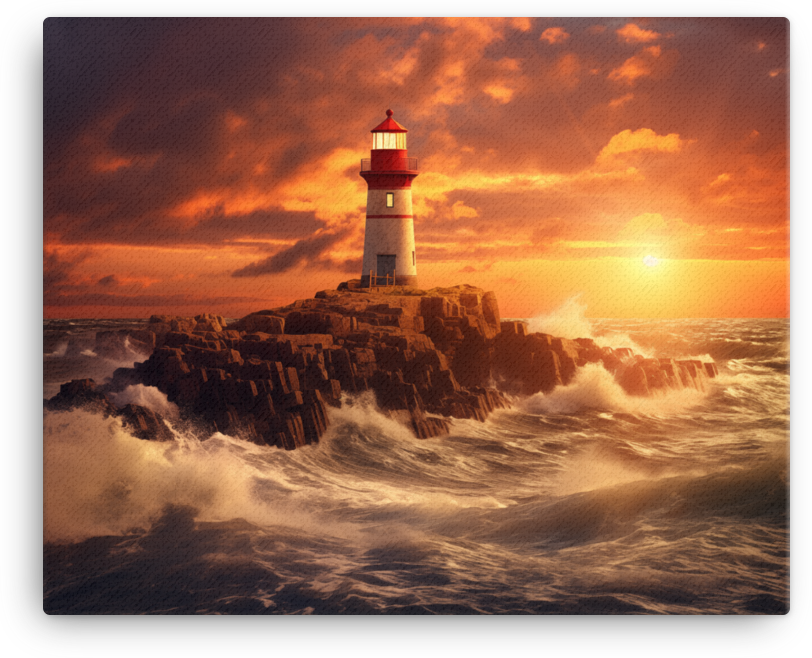 Coastal Lighthouse at Sunset Canvas wall art