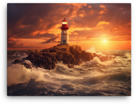 Coastal Lighthouse at Sunset Canvas wall art