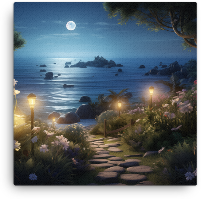 Coastal Moon Garden Canvas wall art