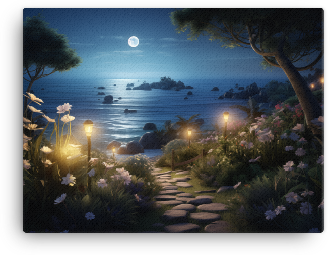 Coastal Moon Garden Canvas wall art