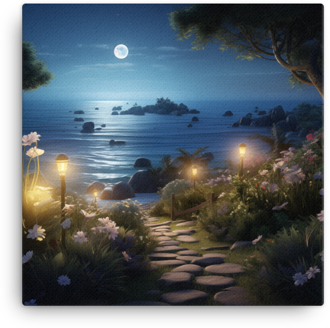 Coastal Moon Garden Canvas wall art
