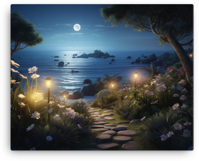 Coastal Moon Garden Canvas wall art