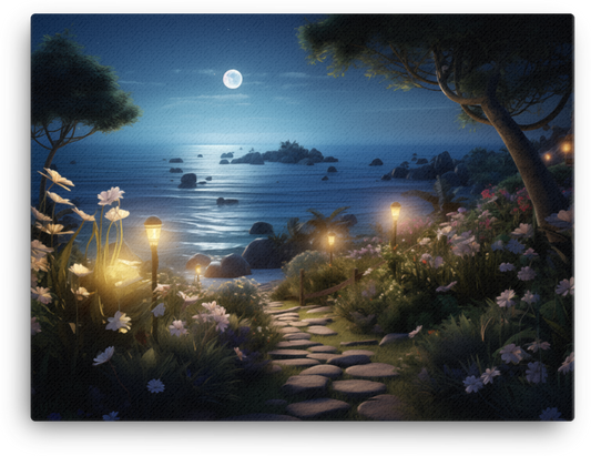 Coastal Moon Garden Canvas wall art