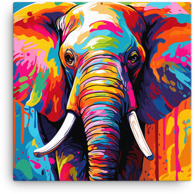 Colorburst Elephant Canvas Wall Art