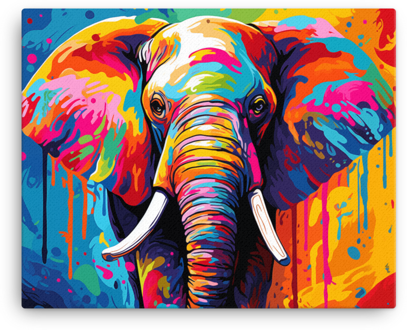 Colorburst Elephant Canvas Wall Art