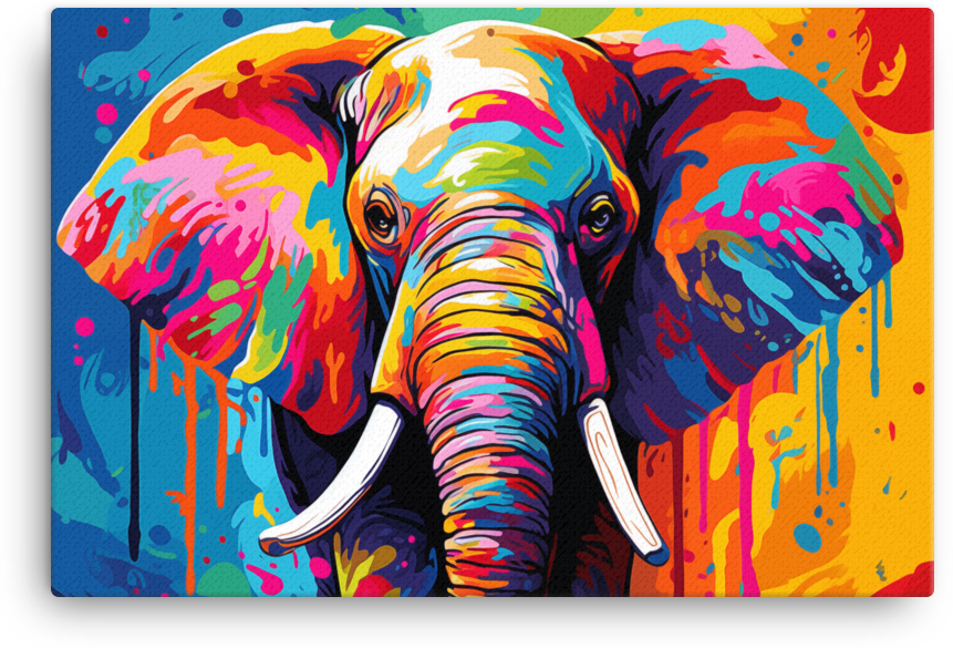 Colorburst Elephant Canvas Wall Art