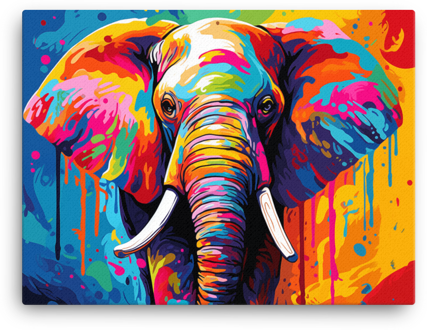 Colorburst Elephant Canvas Wall Art