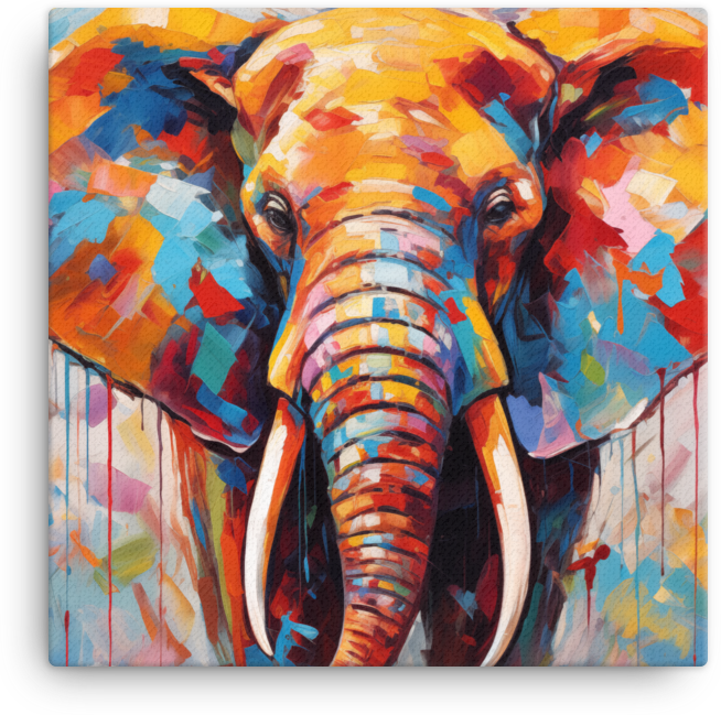 Colorful Expressionist Elephant Canvas Wall Art