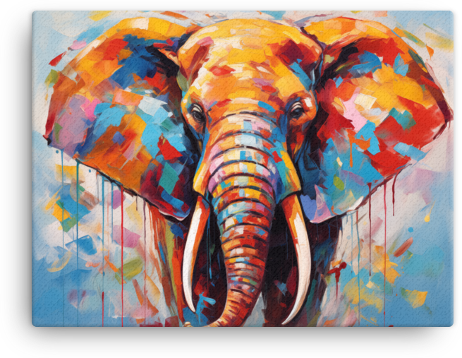 Colorful Expressionist Elephant Canvas Wall Art