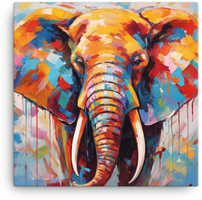 Colorful Expressionist Elephant Canvas Wall Art