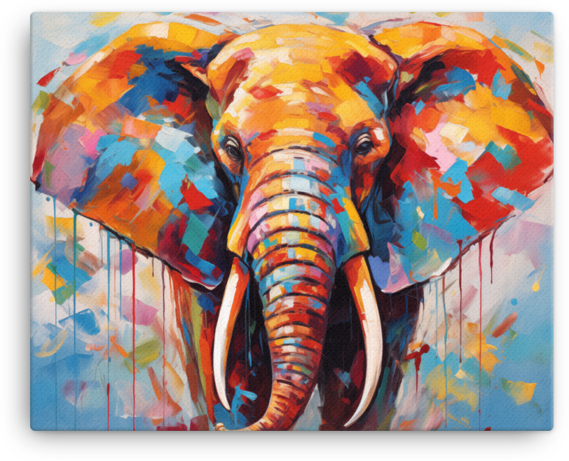 Colorful Expressionist Elephant Canvas Wall Art