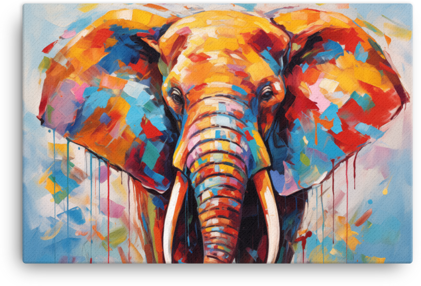Colorful Expressionist Elephant Canvas Wall Art
