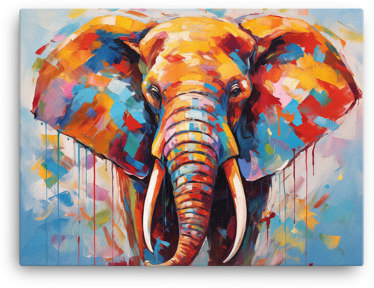 Colorful Expressionist Elephant Canvas Wall Art