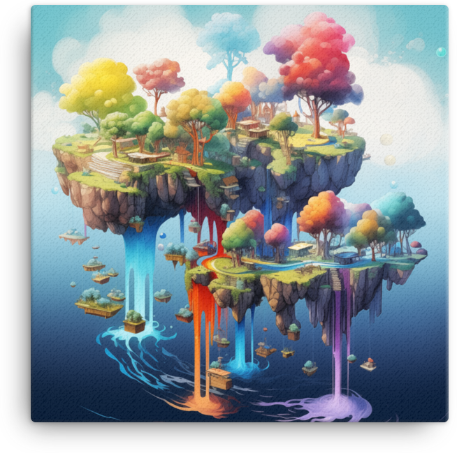 Colorful Floating Islands Canvas