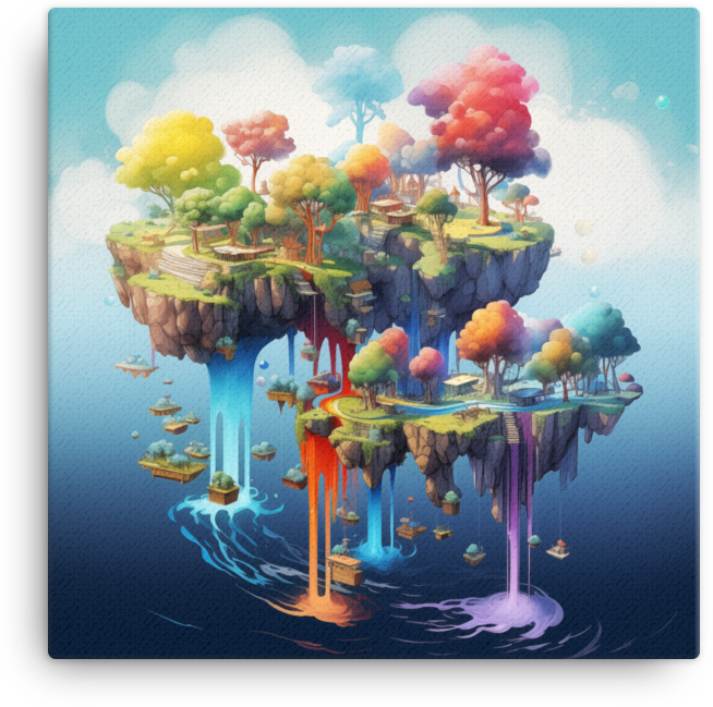 Colorful Floating Islands Canvas