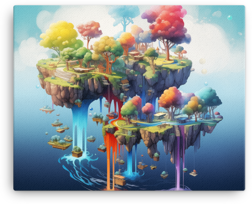 Colorful Floating Islands Canvas