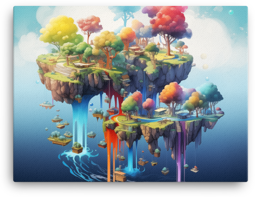 Colorful Floating Islands Canvas