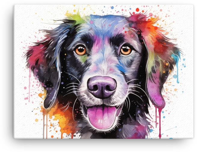 Colorful Splash Watercolor Dog Portrait Canvas