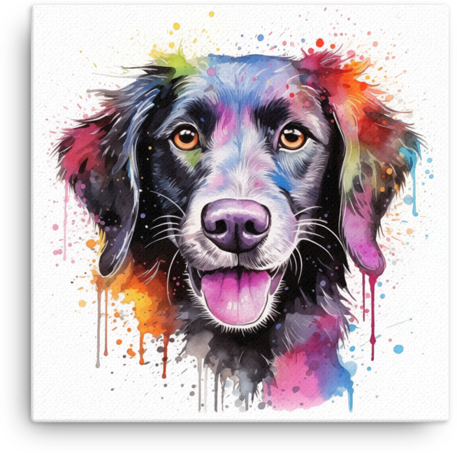 Colorful Splash Watercolor Dog Portrait Canvas