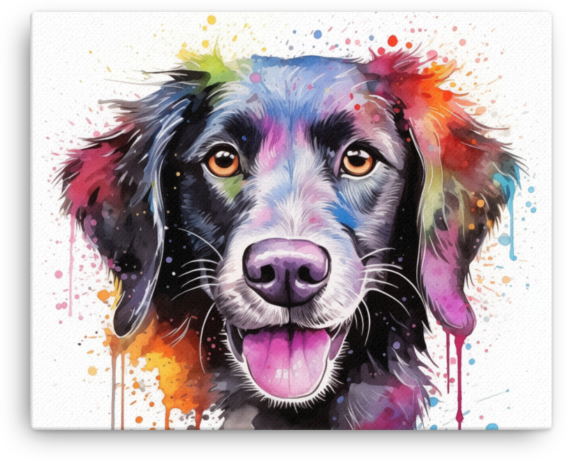 Colorful Splash Watercolor Dog Portrait Canvas