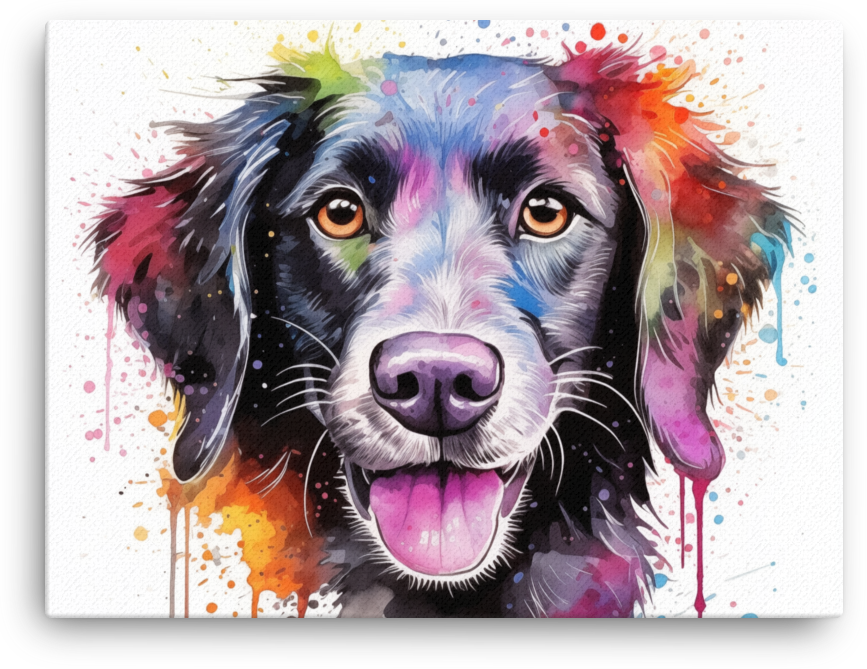 Colorful Splash Watercolor Dog Portrait Canvas