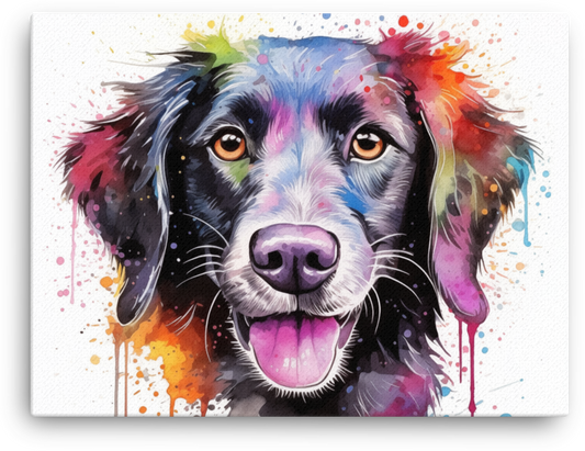 Colorful Splash Watercolor Dog Portrait Canvas