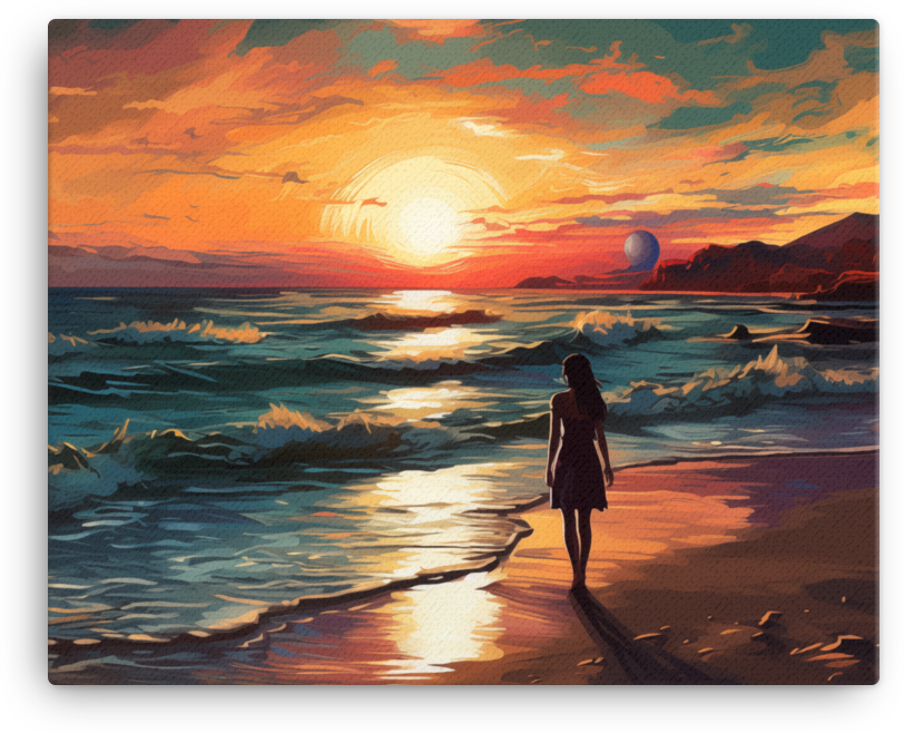 Contemplative Twilight Shoreline Canvas