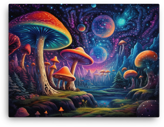 Cosmic Dawn Mushroom Vista Canvas